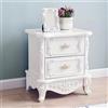 ZDFTGKM Elegante comodino in legno bianco con 2 cassetti, decorazione per camera da letto, comodino in legno verniciato bianco/argento, 1 pezzo 48,3 x 40,6 cm (lunghezza x larghezza x altezza)