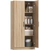 HOMCOM Credenza Cucina con Ante Ammortizzate 75x40x165 cm Color Legno | Dispensa Cucina, 2 Ripiani Regolabili, Mobile Dispensa Soggiorno, Sala da Pranzo, Salotto