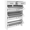 SuhoFutus Scarpiera con 2 cassetti e 3 cassetti a ribalta, colore bianco, per 20 paia, scarpiera 80 x 24 x 120 cm
