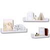 MOHOME Set 3 Mensole Parete Legno Bianco MDF Portaoggetti Muro Multiuso Scaffali Decorativi Salvaspazio Casa Ufficio