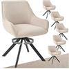 Goeurvant Set di 6 sedie da pranzo girevoli con bracciolo, girevole a 360°, in lino, con struttura in metallo e schienale, per sala da pranzo, soggiorno, ufficio, beige