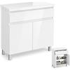 paplinskimoebel - Mobile per lavabo ARIZA TOP larghezza 80 cm, senza lavabo, base con cassetto, sospesa o in piedi, per lavabo da appoggio - Bianco opaco/Frontale Bianco lucido