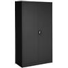 tectake® Armadio Portadocumenti, 6 Scomparti, Asta Appendiabiti, Armadio Multiuso in Acciaio Verniciato, Mobile con Ante Rinforzate, Serratura a Cilindro di Sicurezza, 90 cm - Nero