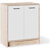 MeblePitus.pl - Cassettiera con ante - Credenza senza cassetti - Mobili per Ufficio Soggiorno 80x70x40 - Armadietto in piedi - Mobile Soggiorno con 2 Porte - Quercia Sonoma Bianco
