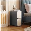 BAUBUY Comodino stretto con 2 cassetti Comodino in pelle in microfibra Tavolino da divano sottile minimalista per piccoli spazi Mobili per camera da letto