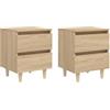 vidaXL Comodini con Gambe Pino Massello 2pz Rovere Sonoma 40x35x50 cm
