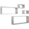 MODULARREDO MERLINO Set 4 Mensole da Muro, Pensile Bagno, Mensola Parete, Scaffale Parete, 75x30 x 15.5 cm, 60x25 x 15.5 cm e 2 da 25x15 x 15.5 cm, Rovere Grigio - Made in Italy