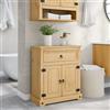IBUQDDV Mobile da Bagno in Legno Massello di Pino Corona con Cassetto e Ante, 70x33x80 cm, Ampio Spazio Portaoggetti, Maniglie in Metallo, Finitura Cera Ambra, Ideale