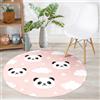 Hearda Tappeto Camera da Letto in Flanella, 3D Cartone Animato Animale Tappeto Rotondo Salotto a Pelo Corto Tappeto Cameretta Bambina Tappeto Camera Bambini (80cm,Panda)