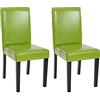 Mendler Set 2x sedie Littau opaca soggiorno cucina sala da pranzo 56x43x90cm - ecopelle verde piedi scuri