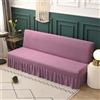 Surwin Copridivano Senza Braccioli 2/3 Posti Elasticizzato, Tinta Unita Antimacchia Fodera per Divano Letto Pieghevole Clic Clac Copri Divano con Gonna Arricciata (120-150cm,Viola)