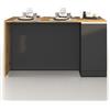 WHOUS Isola Cucina SOLE con 2 Ante, Tavolo da Pranzo e Piano di Lavoro, Ideale per Open Space e Spazi Ridotti, 160x90x90 cm, Antracite Opaco e Rovere