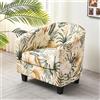 Morbuy 2 Pezzi Copripoltrona con Cuscino Separato, Copripoltrona 1 Posto Elasticizzato Universale, Poltrona Club da Cocktail Chesterfield con Braccioli per Bar Soggiorno Reception (Fiore d'oro)