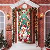 Treer Decorazione Natale per Porta d'Ingresso Interna e Esterna, Decorazione Copertura per Porta con Elastico Striscione da Appendere Coperto Sfondo per Casa Festa,Natale (90 * 210cm,Schema 7)
