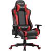 GTPLAYER Sedia da Gaming con Poggiapiedi e Altoparlante Bluetooth Poltrona Ufficio Scrivania Ergonomica Sedie Musicale Rossa
