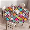 Morbuy Tovaglia per Tavolo Rotondo con Elastico, Stile Mandala Stile Etnico Tovaglia Rotonda Antimacchia Impermeabile con Bordo Elastico Tovaglie Copritavolo (Stile Boemo,Diametro 80cm)