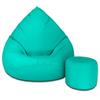 Slevobox Pouf Poltrona Sacco con Poggiapiedi Blu Oceano 112x82x82 cm - Pouf Sacco XXL da Esterno Impermeabile - Pratico e Facile da Trasportare - Bean Bag per Adulti e Bambini - Fodera Lavabile
