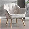 Ya-Home Poltrona Imbottita Poltroncina Moderna in Tessuto di Lino Sedia da Salotto con Gambe in Legno Poltrone con Braccioli per Camera da Letto/Soggiorno, Beige