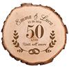 Casa Vivente Fetta di Tronco d'Albero in Legno con Corteccia, Incisione Personalizzata per Anniversario Nozze d'Oro con Nomi e Data, 50 Anni Uniti nell'Amore, Accessori Decorativi