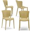 REDÒKASA Set 4 sedie in polipropilene JUMBO, MADE IN ITALY, impilabile, resistente ai raggi UV, design moderno, ideale per sala da pranzo, cucina, sala d'attesa, bar, ristoranti o giardino (Senape, 4)