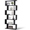 RELAX4LIFE Libreria in Legno, con 6 livelli, a forma di S, Fino a 90 kg (Nero)