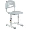 Spacetronik Sedia da Scrivania per Bambini Senza Ruote, Sedia Ergonomica Regolabile in Altezza, Sedia per Cameretta, Studio e Compiti, Grigio