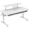 HOKO® Ergo-Study-Table COMPAKT Plus - Scrivania per bambini regolabile in altezza, colore: Bianco con base da scrivania con inclinazione, piano regolabile e maggiordomo con supporto per libro