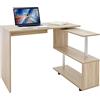 ML DESIGN modern living ML-Design Scrivania Angolare per Computer PC 150x88x75 cm Girevole a 90° Forma di L Tavolo ad Angolo con 4 Ruote Mensola a 3 Ripiani per Casa Ufficio Postazione di Lavoro Design Moderno Rovere Sonoma