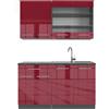 Vicco Cucina completa Fame-Line, Bordeaux lucido/antracite, 140 cm, PL Antracite, adatto per la combinazione individuale con altri moduli