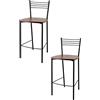 t m c s Tommychairs - Set 2 sgabelli alti modello Elena per cucina e bar, struttura in acciaio verniciata colore nero opaco e seduta in legno color noce chiaro