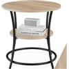 tectake® Tavolino Salotto Tondo 55x56cm, Tavolino da Divano o Comodino Stretto, 2 Ripiani, Ideale Soggiorno, Arredo Casa, Ufficio per Libri, Lampade, PC, Cibo e Bevande - Legno Industriale Chiaro