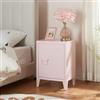 [en.casa] Comodino in Acciaio con Scomparto Chiuso con Anta Tavolino Laterale da Divano Mobiletto Notturno da Letto Tavolino Basso da Ingresso 57 x 40 x 30 cm - Rosa
