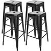 RELOVE Set di 4 sgabelli da bar in metallo nero opaco con schienale piccolo, sedie da bar o sgabelli in metallo, altezza 76 cm, perfetto per tavolo da 100 cm e più