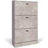 eacommerce Scarpiera in Legno Mobiletto Scaffale Organizer Scarpe Doppio Scomparto Slim (Cemento, 3 Ante - 63x24x115H cm)