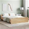 heybb Giroletto con Testiera e Pediera Rovere Sonoma 160x200 cm,Struttura Letto Matrimoniale,Testiera Elegante in Metallo Stile Rustico Moderno