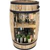 weeco Barile in legno con luci a LED - Armadietto da bar - Barile per vino - Armadietto per vino in stile retrò - Bar in botte di legno - Barile di vino bar 80 x 50 cm