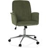 HJH Office Sedia da home office imbottita con effetto corda SOLAO CORD Sedia da scrivania girevole con ruote regolabile in altezza, Verde scuro