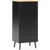 HOMN LIVING Desi Cassettiera Alta 5 cassetti Nero, 50 cm (Larghezza) 40 cm (profondità) 115 cm (Altezza)