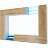 Vladon Set da soggiorno Mirage, parete attrezzata con 2 ante, 2 ante a ribalta e 6 ripiani a giorno in vetro, bianco opaco/quercia naturale, illuminazione a LED inclusa (262 x 183 x 39 cm)