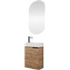 Planetmöbel Mobile sottolavabo con specchio Set mobili da bagno 40 cm per bagno e WC ospiti Rovere dorato