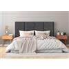 DHOME Testiera Imbottita in Tessuto Aqualine Premium Antimacchia Design Modulare Verticale Autoadesiva Testata Letto Camera da Letto Imbottita (Grigio Cenere, 180cm, Altezza 80 cm, x4)