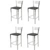 t m c s Tommychairs - Set 4 sgabelli alti modello Elegance per cucina e bar, struttura in acciaio cromato e seduta imbottita e rivestita in pelle artificiale colore grigio scuro