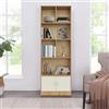 Wiyuer Libreria a 5 livelli, con 2 ante magnetiche, per corridoio, ufficio, ufficio, soggiorno, camera da letto (colore legno + bianco)