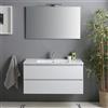 Kiamami Valentina Mobile Bagno Sospeso 100 Cm Bianco Lucido Con Cassetti | Lavabo in ceramica, specchio 100x60 cm incluso, doppio cassetto, apertura a gola, chiusura rallentata