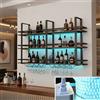 KEPMOGOH Portabottiglie da parete con led, 3 Livelli porta vino in metallo con portabicchieri, Espositore per Bottiglie di Vino in Industriale Vetrinetta, Sala da Pranzo e Cucina (nero, 120*22*120cm)