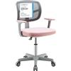 COSTWAY Sedia per Scrivania per Bambini, Sedia per Computer con Altezza Regolabile, Ruote, Sedile Girevole a Rete, Mobile Ergonomica per Bambini 3-10 Anni 3-10 Anni (Rosa)