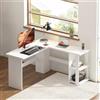 SogesHome Scrivania Angolare grande con 2 Ripiani Scrivania per Computer a Forma L Tavolo PC Robusto Postazione di Lavoro per Casa Ufficio Studio,130 cm x 136 cm