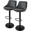ML DESIGN modern living ML-Design Set di 2 Sgabelli da Bar Rivestimento in Velluto Grigio Sgabello da Bancone Regolabile in Altezza 62-82 cm Girevole a 360° Sedie Alte Sedia da Bistrot con Schienale e Poggiapiedi