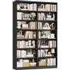 FirFurd 212 cm Libreria Verticale a 7 Ripiani, Libreria da Parete a 14 Scomparti Aperti, Divisorio per Ambienti, Vetrina Espositiva, per Soggiorno, Studio, Cucina, Ufficio, 116x28.5x212 cm (Nero)