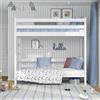 N-wood N03 Letto a castello 80x200, 100% Legno massello, Letto a soppalco per bambini e adulti, Scala universale: destra o sinistra, 2 Strutture inclusa, Bordi arrotondati, Bianco